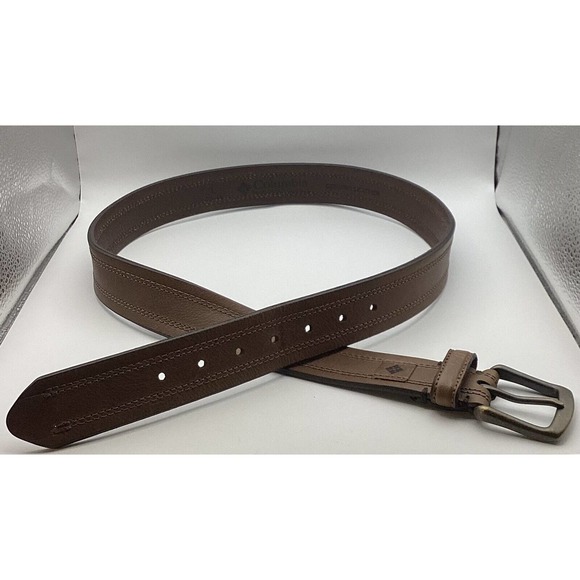 Columbia Brown genuine leather mens belt with double stitching - Large 38 - 40 - Picture 5 of 11